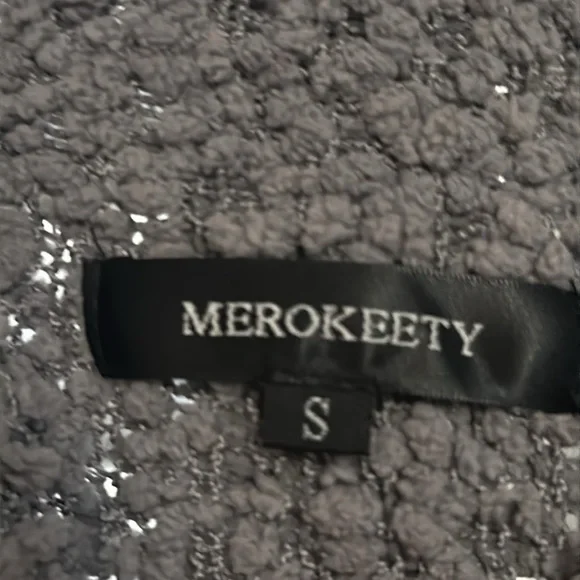 Merokeety women’s charcoal grey puffy sweater size small - Picture 3 of 5